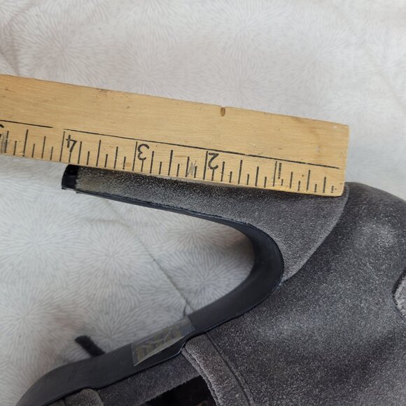 Colin Stuart gray suede booties fringe leather ties tassels stiletto heels 6.5 - Picture 13 of 13